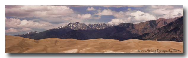 sand dunes Panorama1 600DSs The Great Sand Dunes and Sangre de Cristo Mountains Canvas and Stock Image